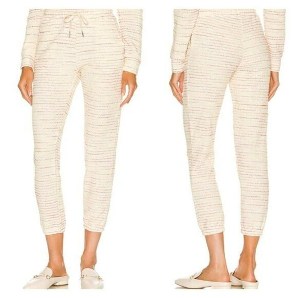 Something Navy Textured Knit Sweatpants - Cream